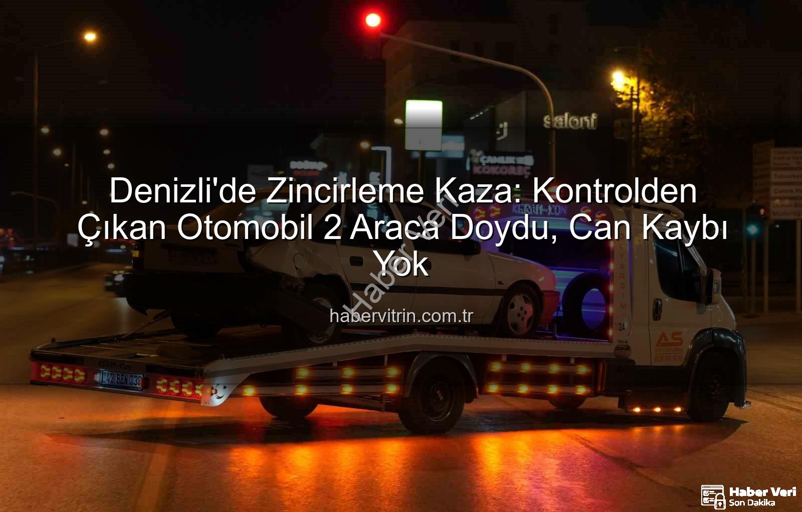 Denizli trafik kazası - Denizli'de Zincirleme Kaza: Kontrolden Çıkan Otomobil Üç Araca Zarar Verdi